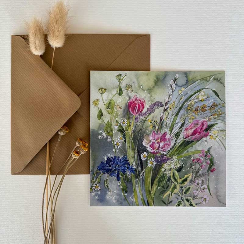 Alex Clark Spring Flowers Blank Card