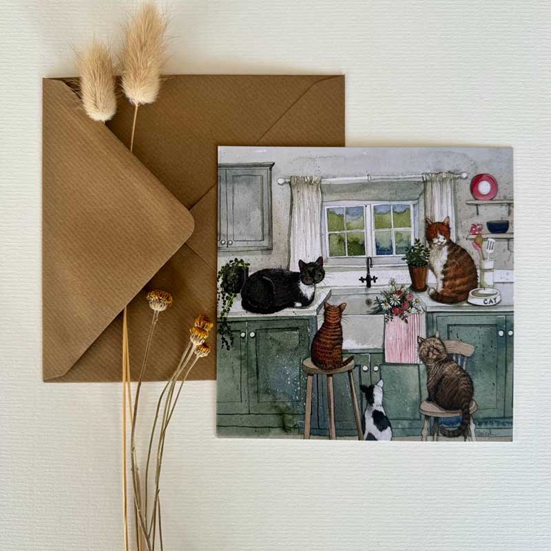 Alex Clark Cats In the Kitchen Blank Card