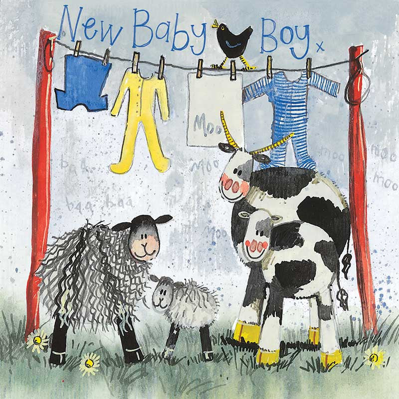 Alex Clark New Baby Boy Farm Card