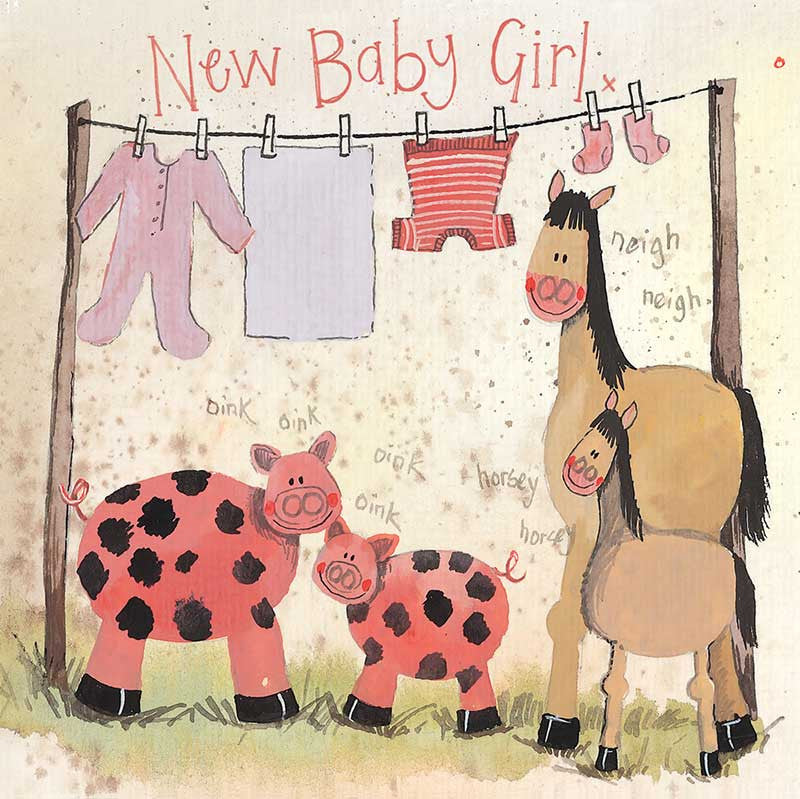 Alex Clark New Baby Girl Farm Card