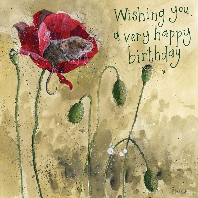 Alex Clark Mouse and Poppy Birthday Card
