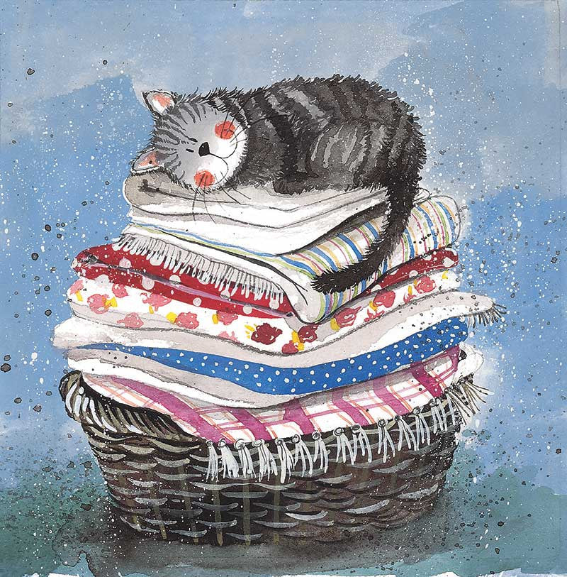 Alex Clark Laundry Basket Cat Blank Card