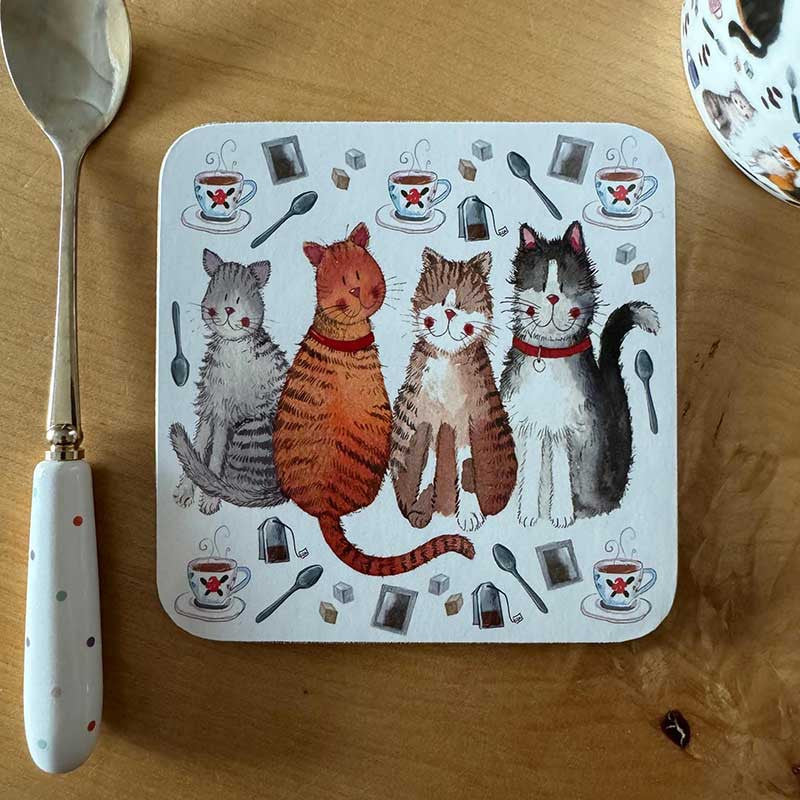 Alex Clark Cat and Tea Coaster