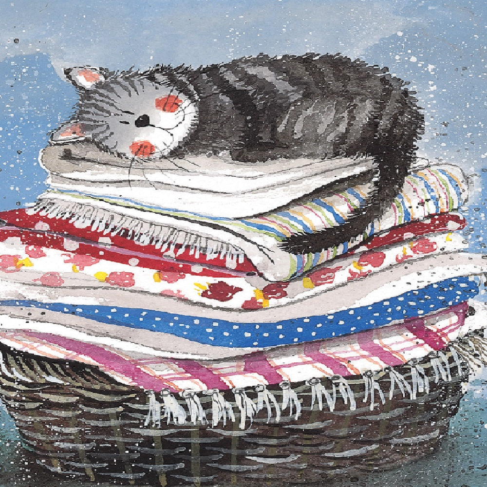 Alex Laundry Basket Cat Tea Towel