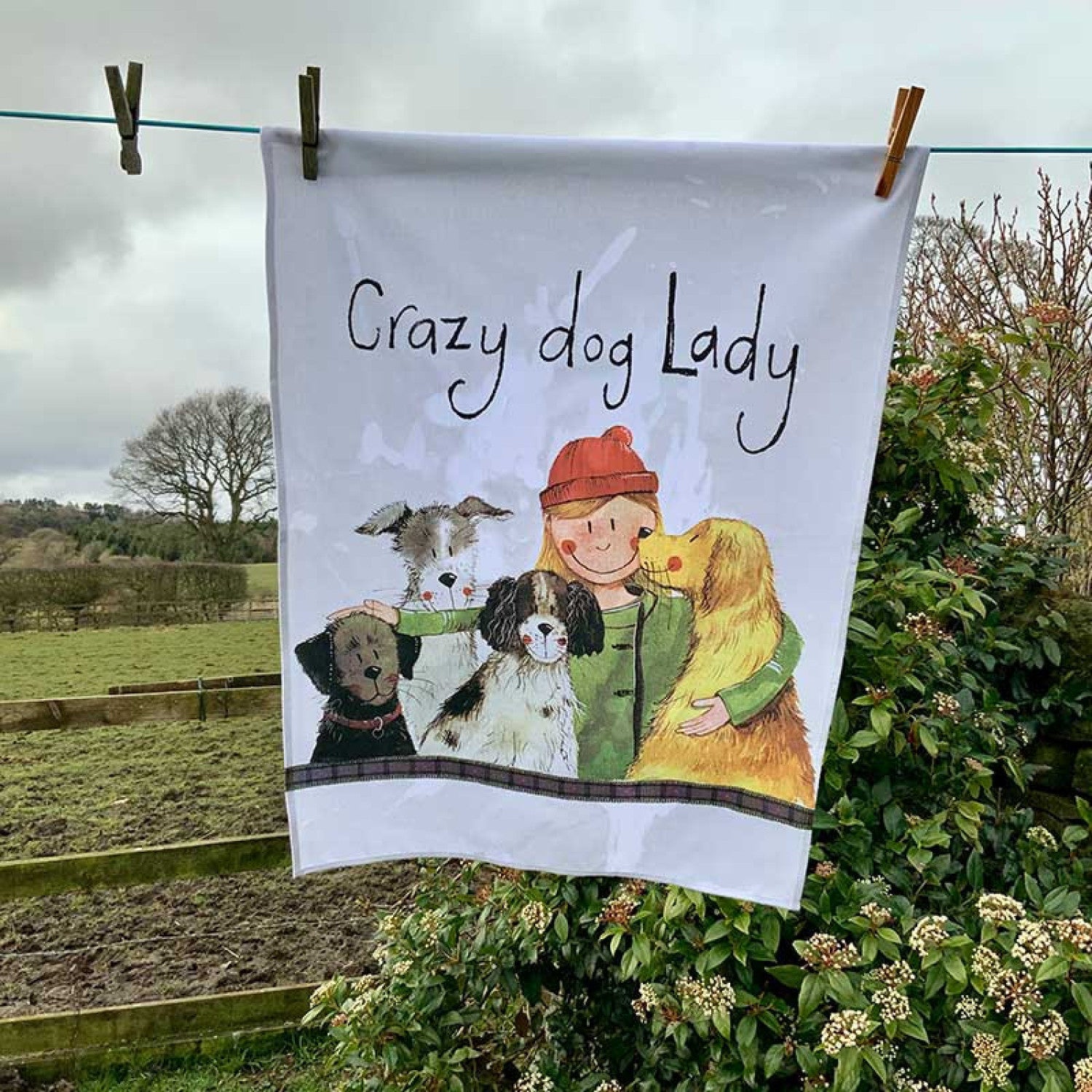 Alex Crazy Dog Lady Tea Towel