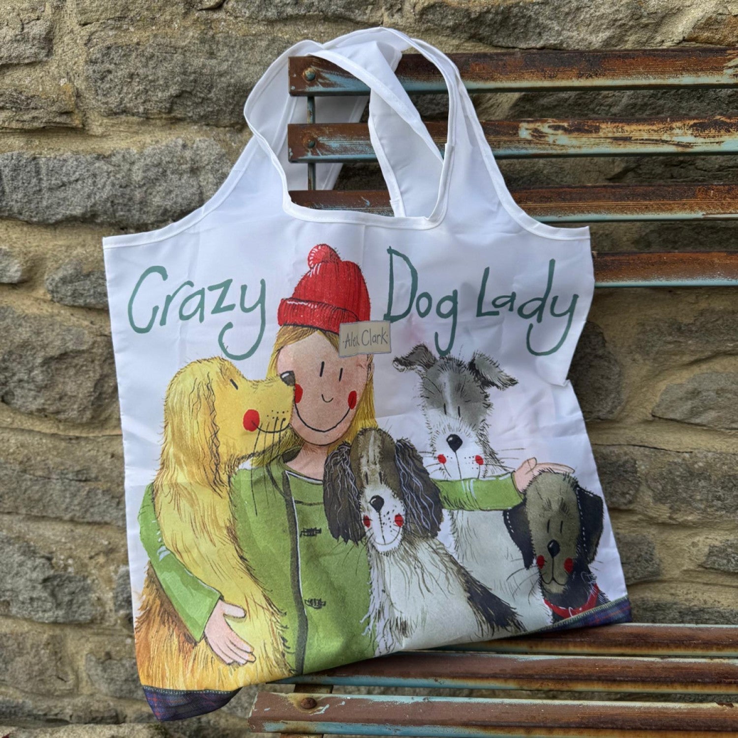 Alex Crazy Dog Lady Reusable Shopping Bag