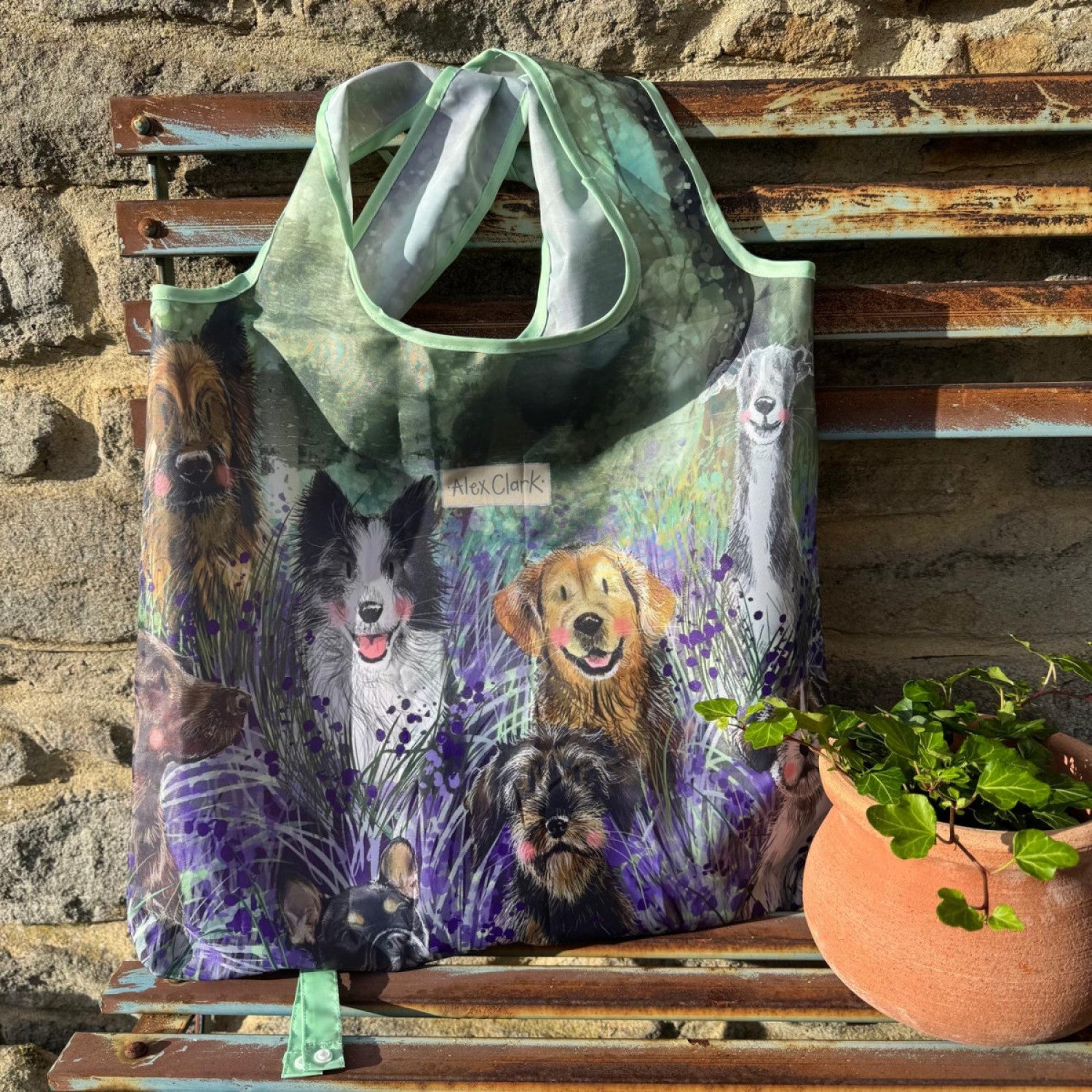 Alex Dogs And Bluebells Reusable Shopping Bag