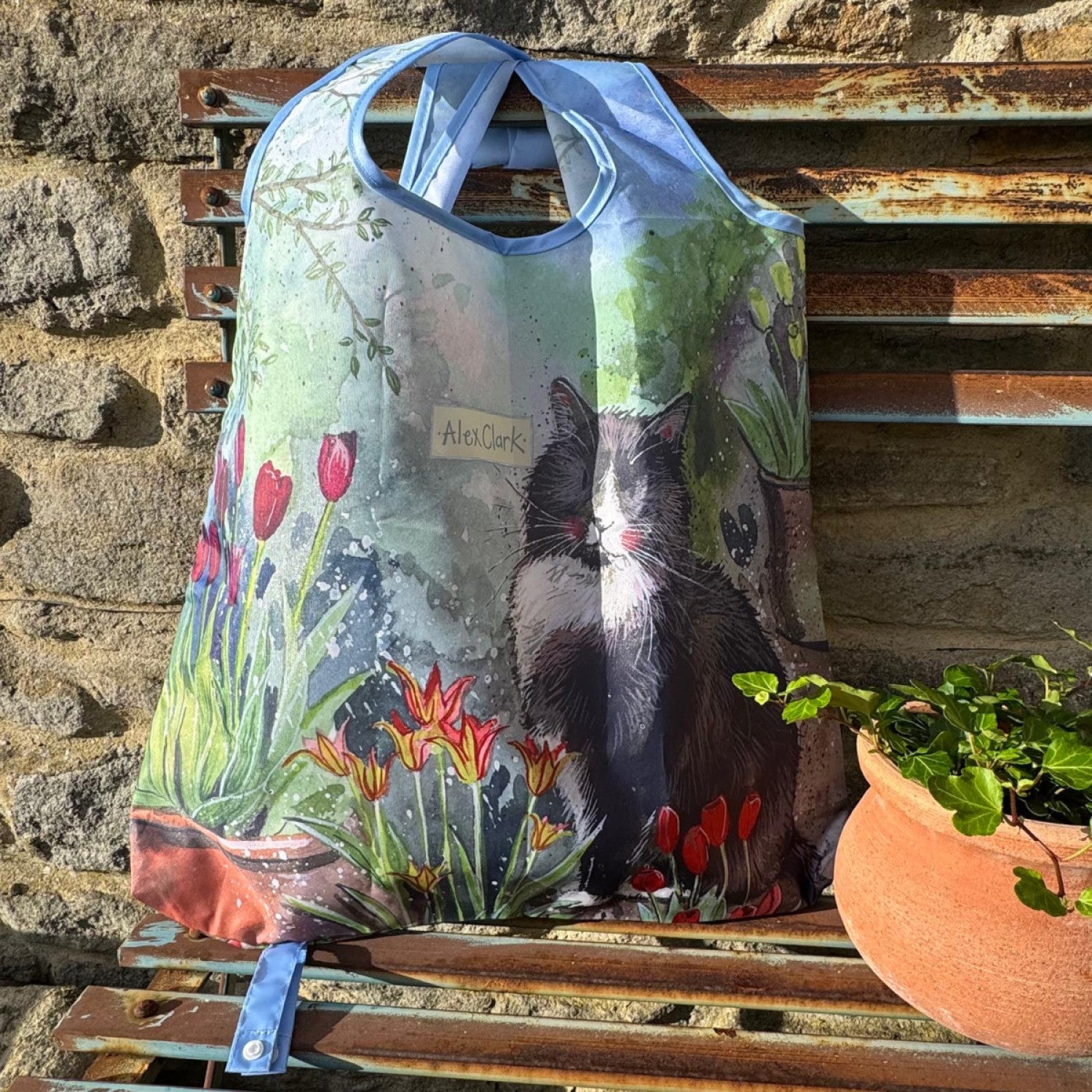Alex Cat And Tulips Reusable Shopping Bag