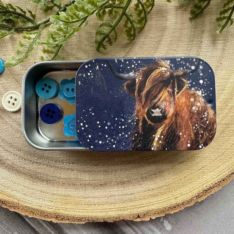 Alex Clark Highland Cow Small Sliding Tin