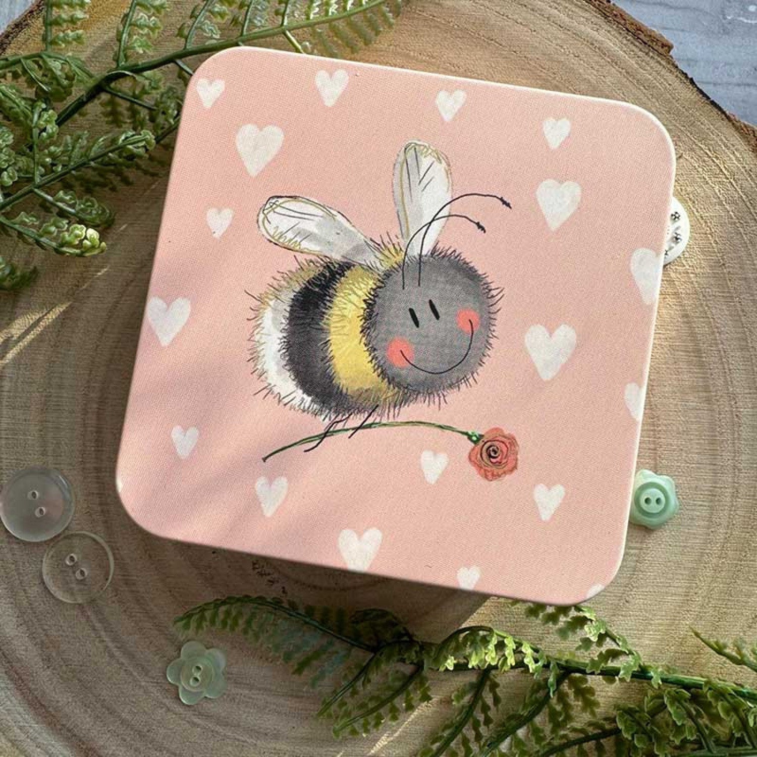 Alex Bee And Flower Medium Square Tin