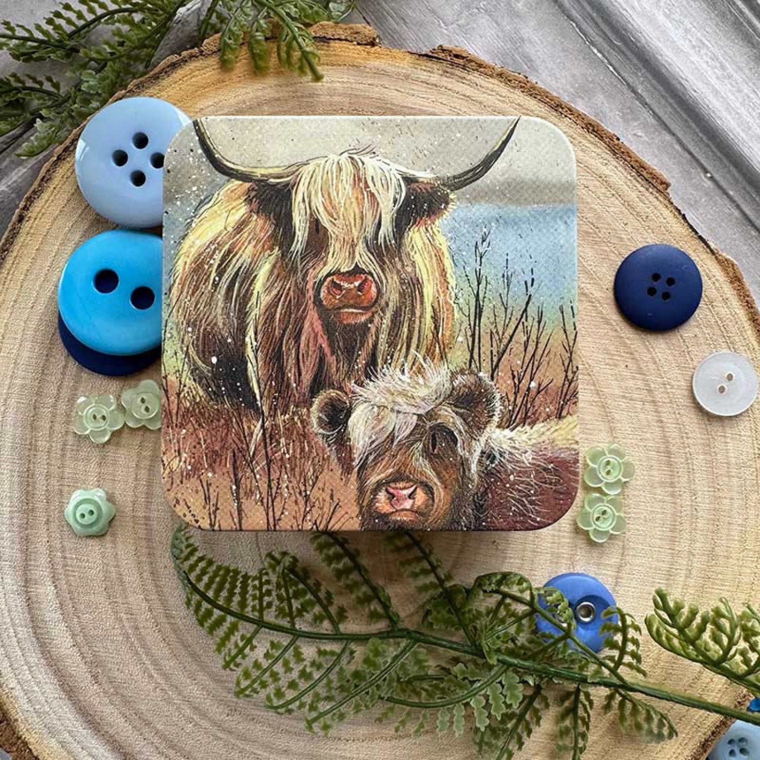 Alex Highland Cows Medium Square Tin