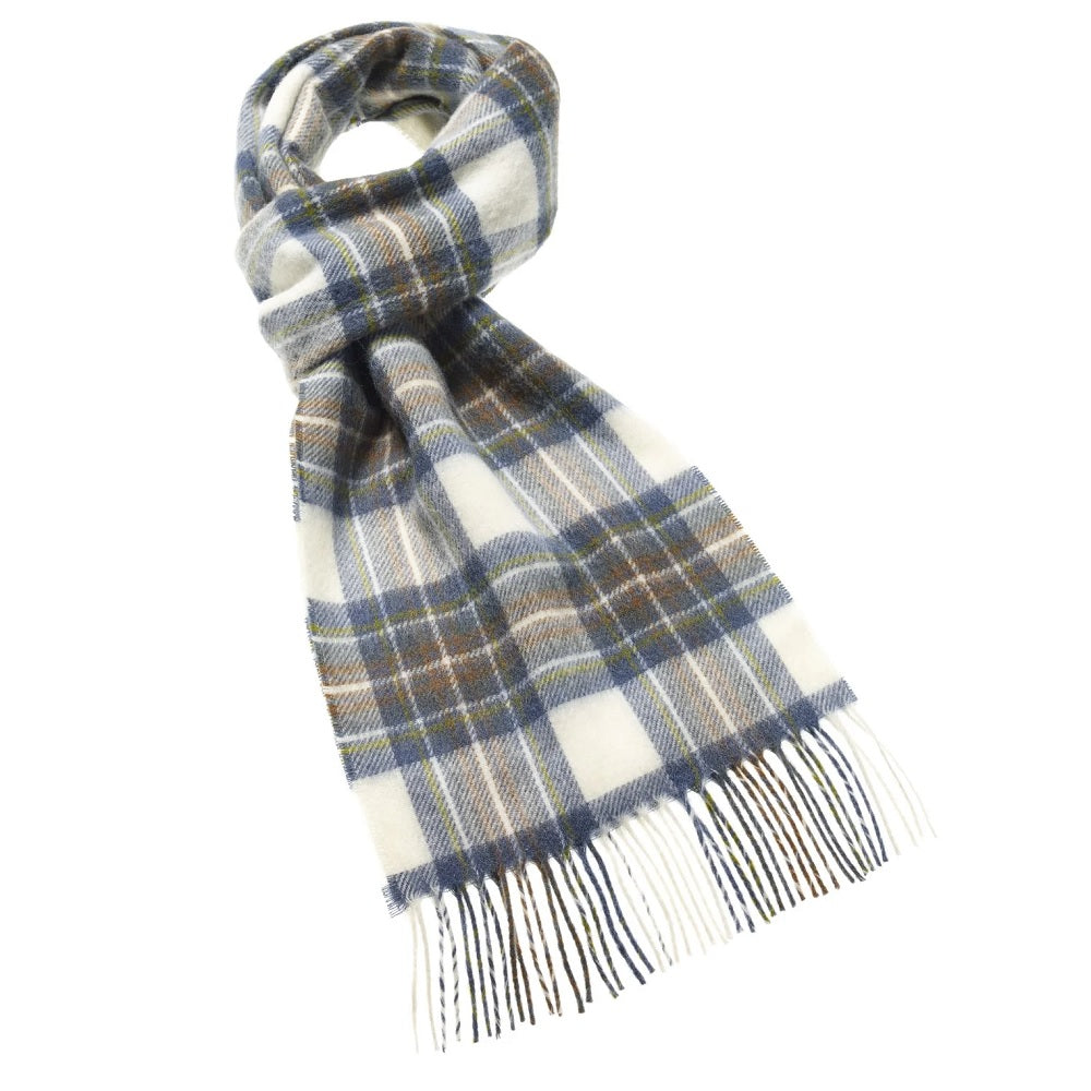 Moon Lambswool Tartan Scarf Muted Blue Stewart