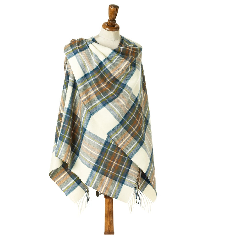 Moon Lambswool Mini Ruana Muted Blue Stewart