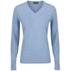 Alan Paine Ladies Long Sleeve V-Neck Sweater - Carolina Blue Size US6