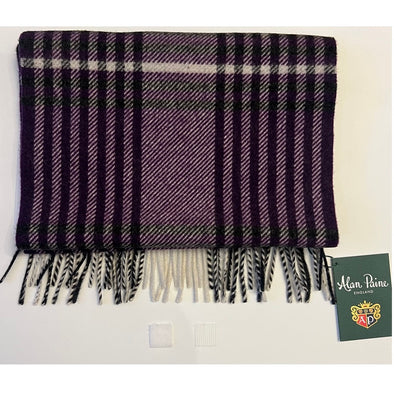 Alan Paine Mainsforth Plaid Wool Scarf In Purple One Size