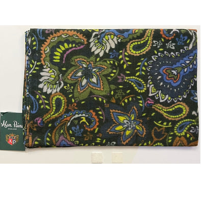 Alan Paine Forest Flower Pattern Wool Scarf In Green One Size