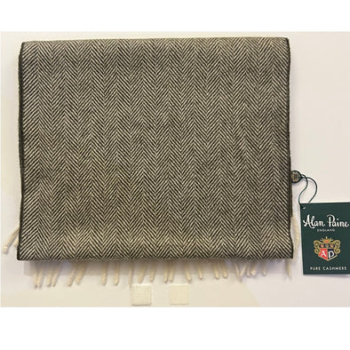 Alan Paine Kinross Cashmere Herringbone Scarf In Loden One Size