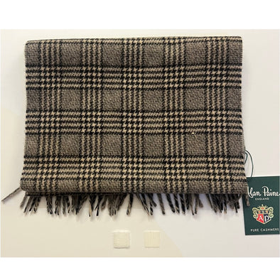 Alan Paine Dunsforth Dog Tooth Cashmere Scarf In Light Grey One Size