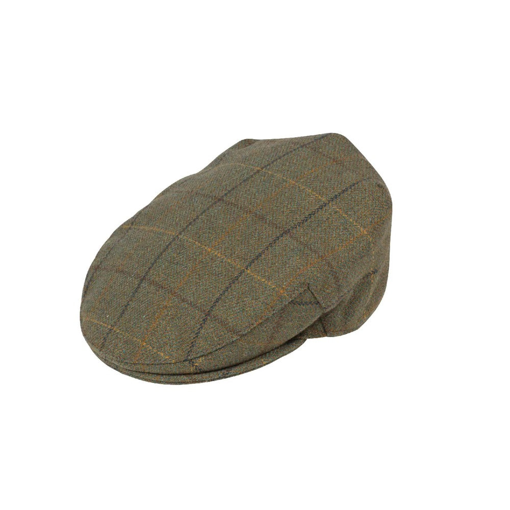 Alan Paine Rutland Men's Tweed Flat Cap In Dark Moss Size-S