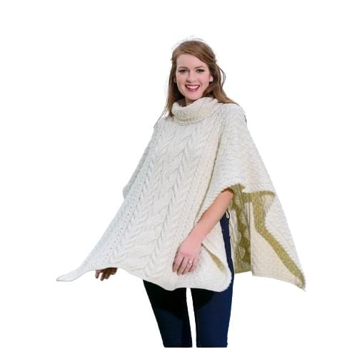 Aran Poncho with Cowl Neck, Classic Aran Poncho product image with Aran, Classic