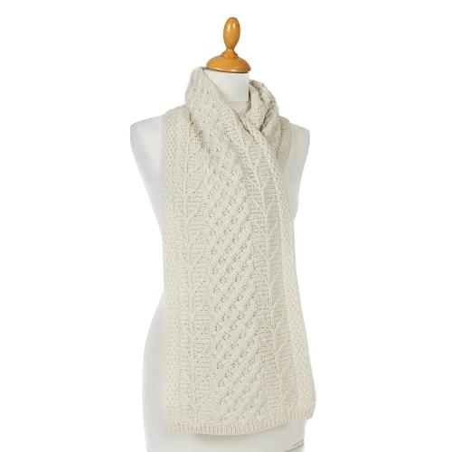 Aran Tree of Life SuperSoft Merino Scarf Classic Aran Scarf product image with Aran, Merino, Classic