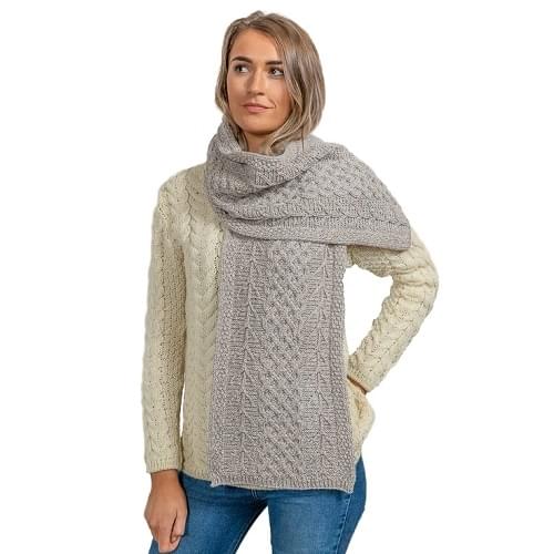 Aran Tree of Life Super Soft Merino Scarf, Toasted Oat Scarf product image with Aran, Merino