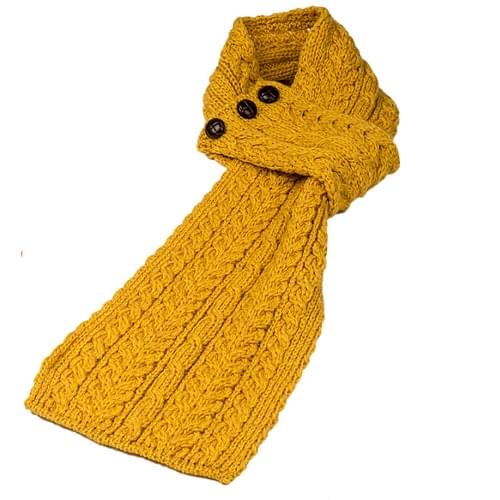 Aran Buttoned Loop Scarf Sunflower Yellow Scarf product image with Aran