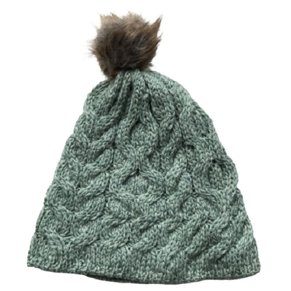 Aran Bobble Hat Colour Seafoam Green One Size