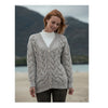 Aran Ladies Super Soft Merino Chunky V Cable Cardigan In Toast Oat Size M