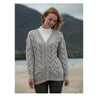 Aran Ladies Super Soft Merino Chunky V Cable Cardigan In Toast Oat Size XL