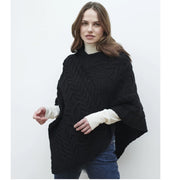 Aran Super Soft Merino Wool Triangular Poncho Ebony Black One Size Poncho product image with Aran, Merino, Wool