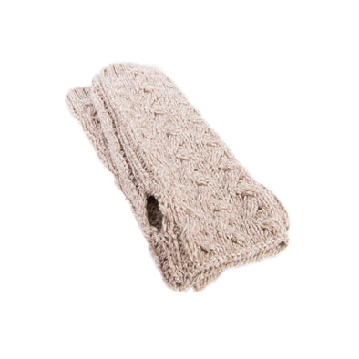 Aran Supersoft Long fingerless mitts In Toast Oat One Size
