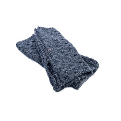 Aran Supersoft Long fingerless mitts In Slate Grey One Size