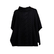 Aran Super Soft Merino Poncho with Cowl Neck Ebony Black Poncho product image with Aran, Merino