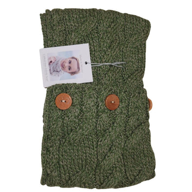 Aran Supersoft Merino Aran Button Snood Meadow Green Scarf