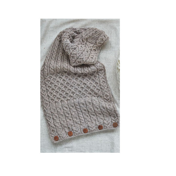 Aran Snood Scarf with Buttons Color Wicker One Size