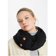 Aran Snood Scarf with Buttons Color Black One Size Scarf product image with Aran