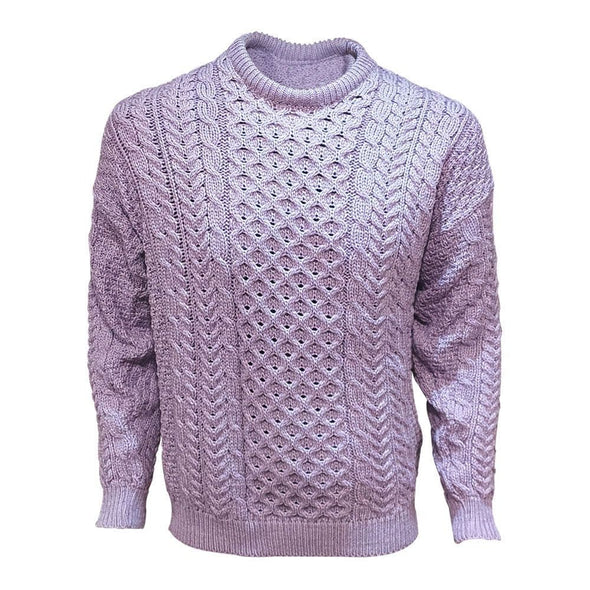 Aran Wool Merino Traditional Sweater Lavender Size XS