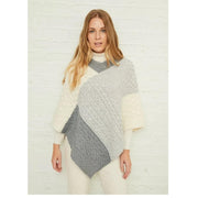 Aran Patchwork Poncho - 3 Colour Feather Grey/Ocean Grey/Classic Aran One Size Poncho product image with Aran, Classic