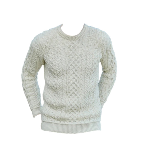 Aran Super Soft Merino Mens Sweater Classic Aran Size L