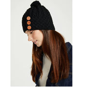 Aran 3 Button Merino Hat Black One Size Hat product image with Aran, Merino