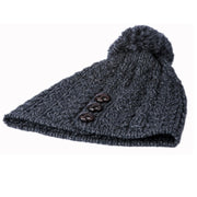 Aran Button Merino Hat Pom Pom Merino Derby One Size Hat product image with Aran, Merino