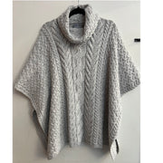 Aran Super Soft Merino Poncho with Cowl Neck Feather Grey One Size Poncho product image with Aran, Merino