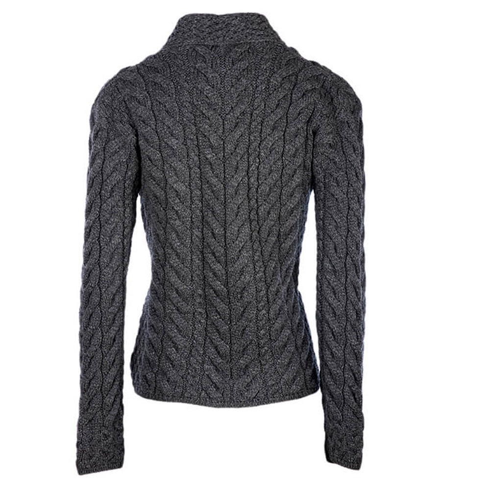 Aran Super Soft Merino Asymmetrical Multi Cable Cardigan