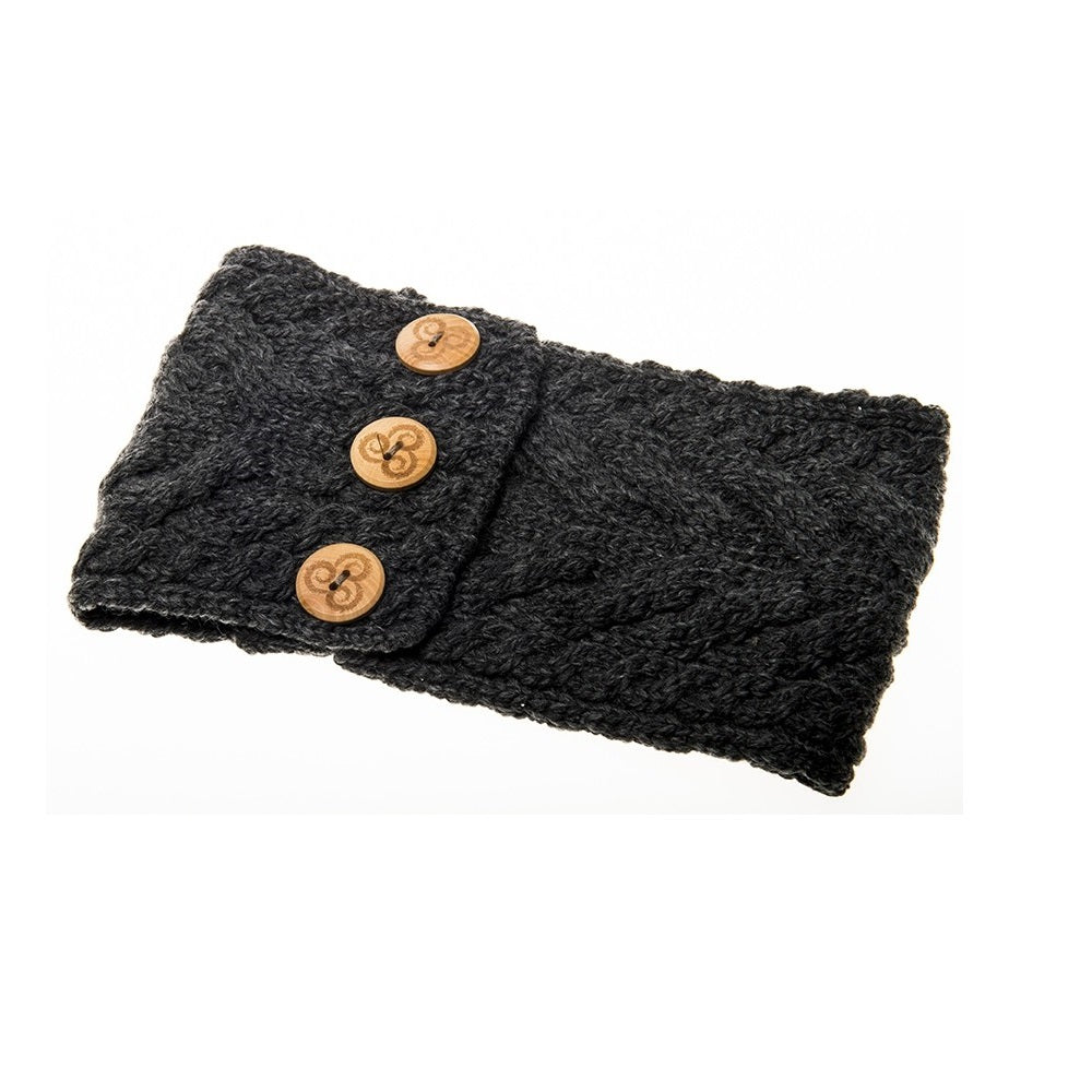 Aran Super Soft Multi Cable Stitch Headband Slate Grey One Size