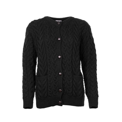 Aran Merino Wool Aran Lumber Jacket Black Small