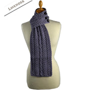 Aran Buttoned Loop Scarf Colour Lavender Size One Scarf product image with Aran