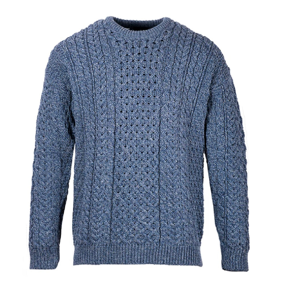 Aran Traditional Colour Merino Denim Marl Sweater