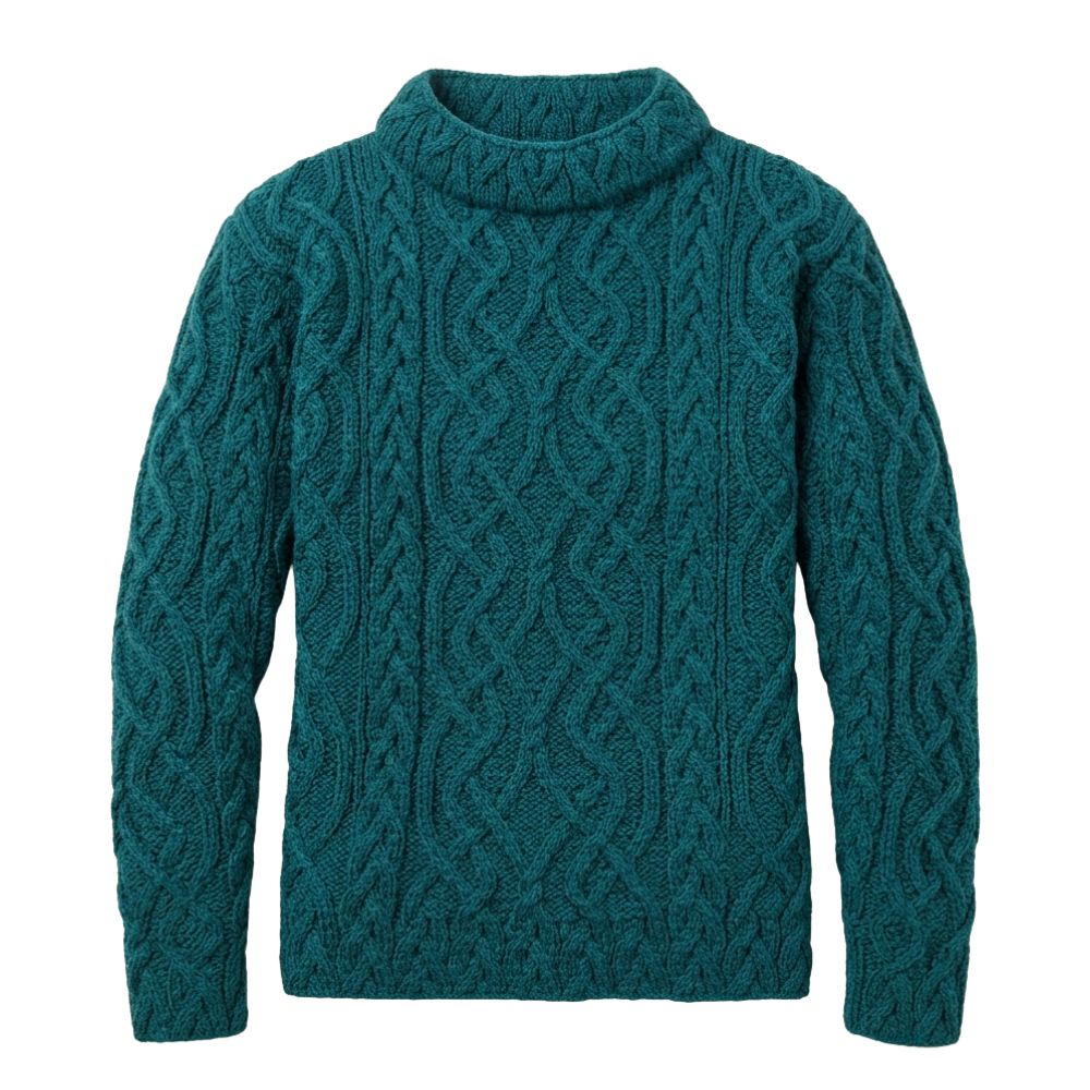 Aran St. Bridgets Weave Sweater Transformative Teal Size XL