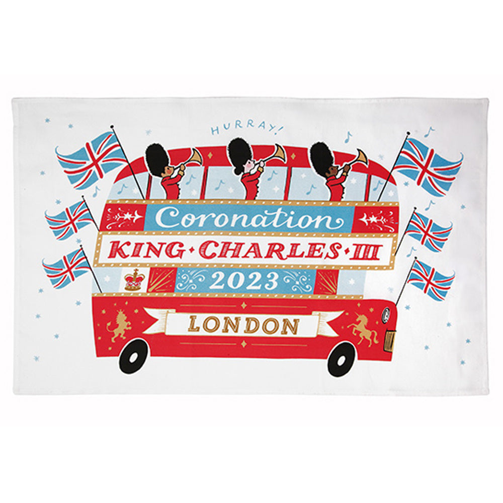 Alice Tait King Charles III Coronation Tea Towel Bus Tea Towel product image with King Charles